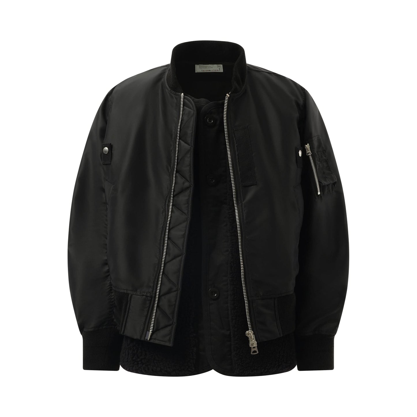 Nylon Twill Shearling Blouson in Black