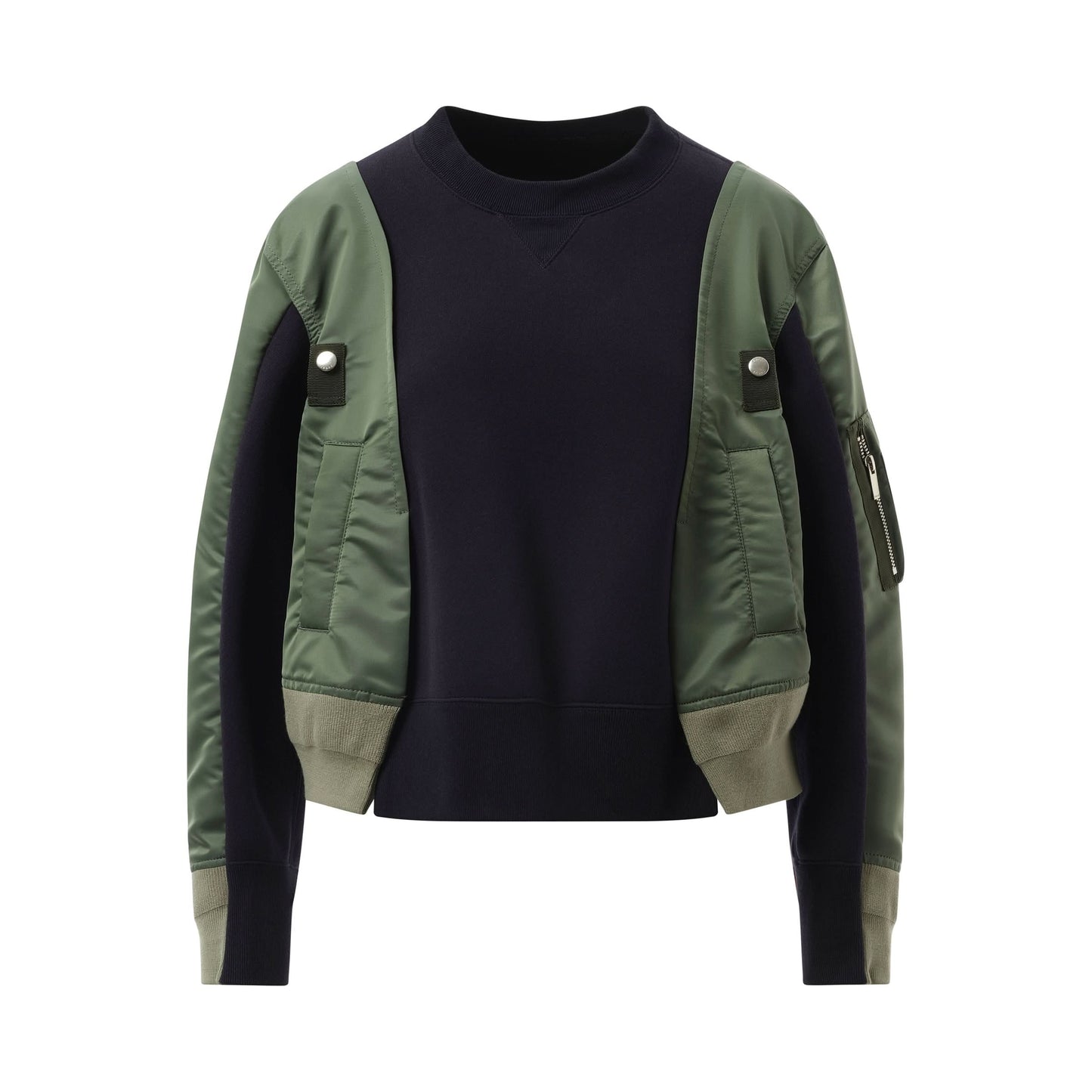 Nylon Twill  Sponge Sweat Pullover in Navy/Khaki