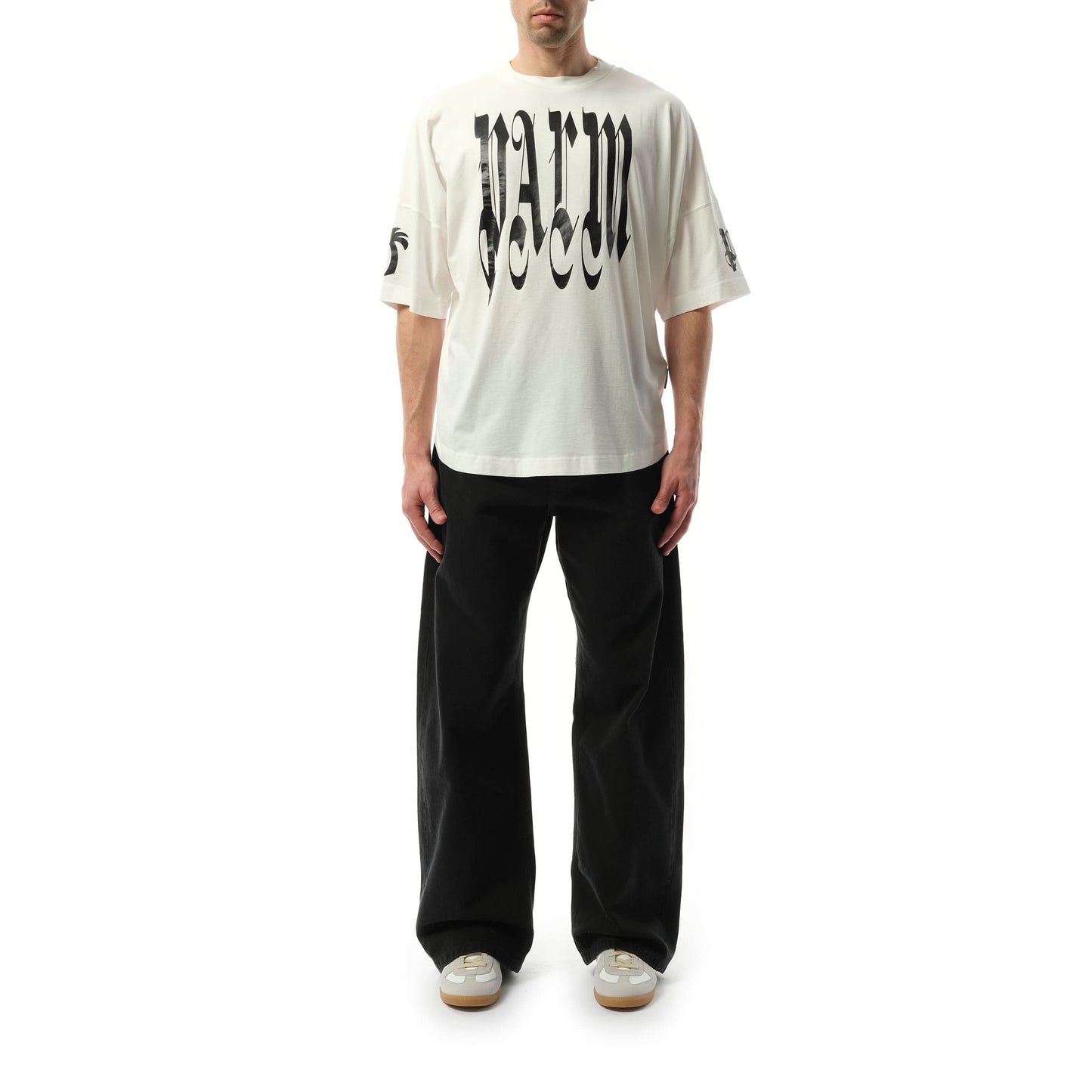 Back Gothic Palm Over T-Shirt in Off White/Black