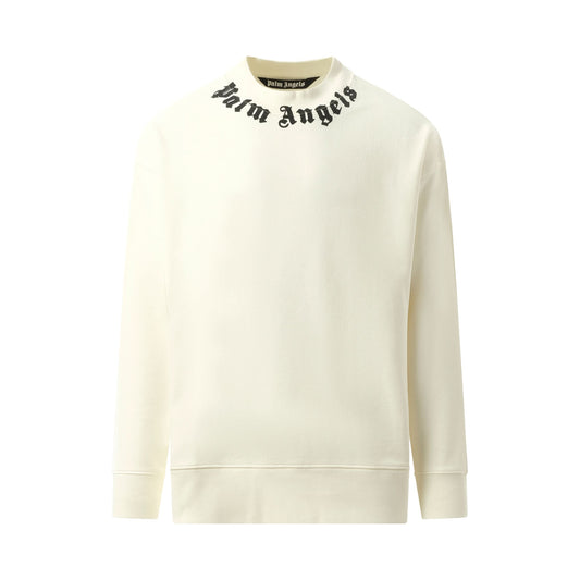 Neck Logo Crew Sweatshirt in Off White/Black