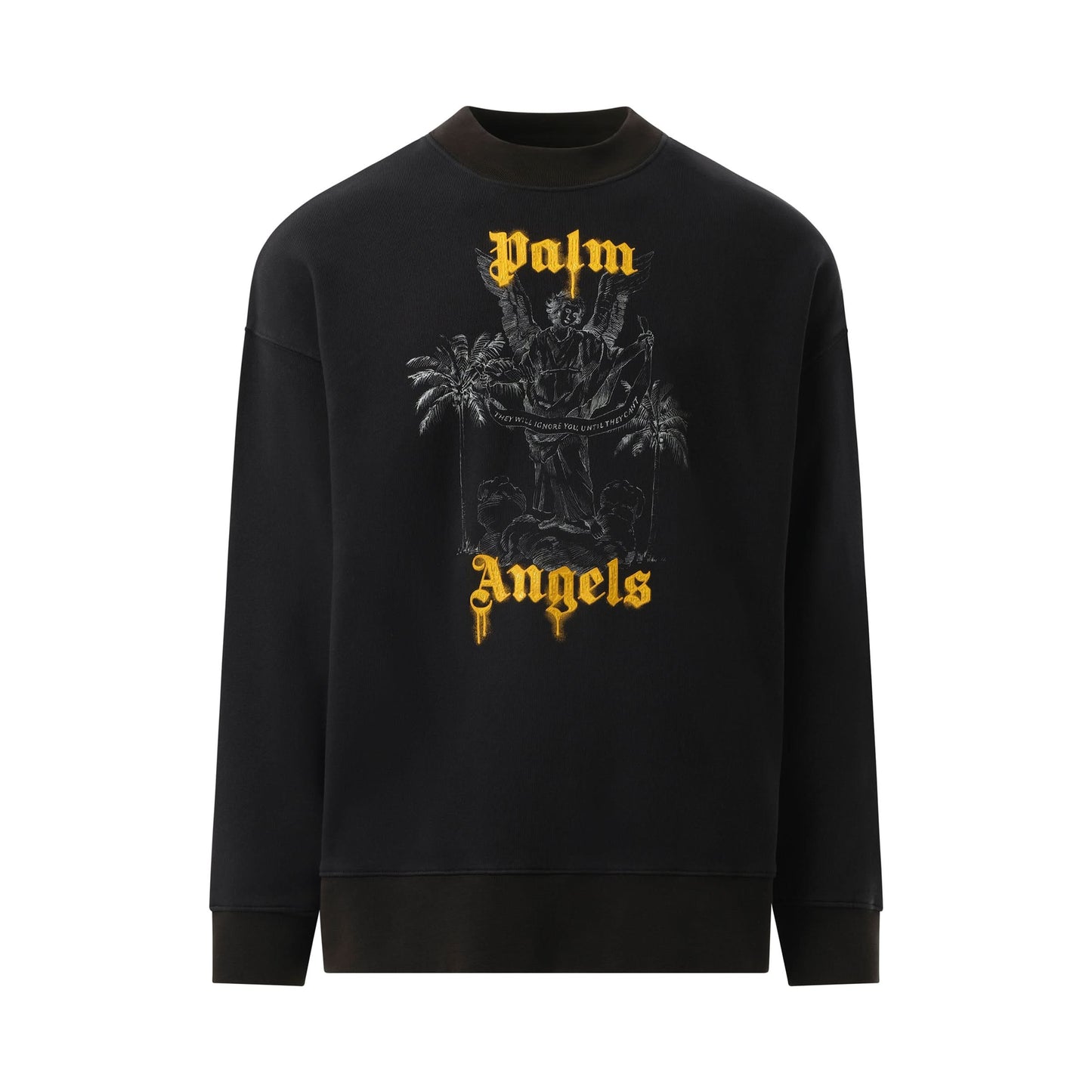 Palms Pencil Crewneck Sweatshirt in Black/Light Orange