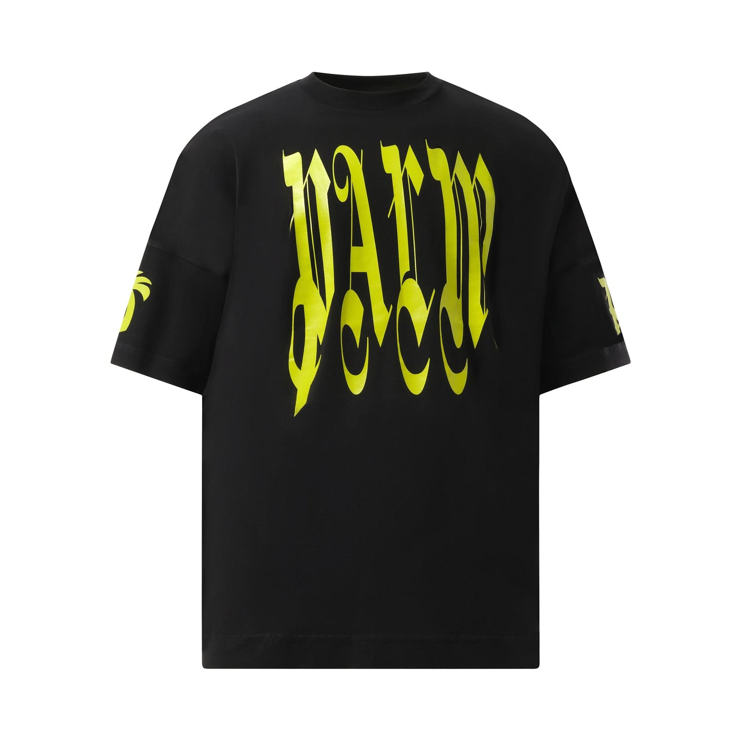 Back Gothic Palm Over T-Shirt in Black/Lime