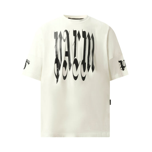 Back Gothic Palm Over T-Shirt in Off White/Black