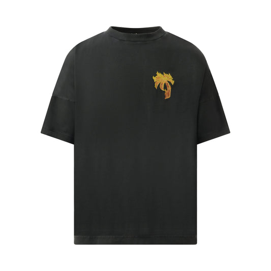 Burning Palm Over T-Shirt in Black/Gold