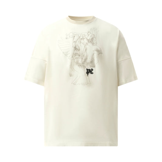 Portrait Pencil Over T-Shirt in Off White/Grey