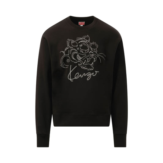 Gots Star Tiger Embroidered Sweatshirt in Black