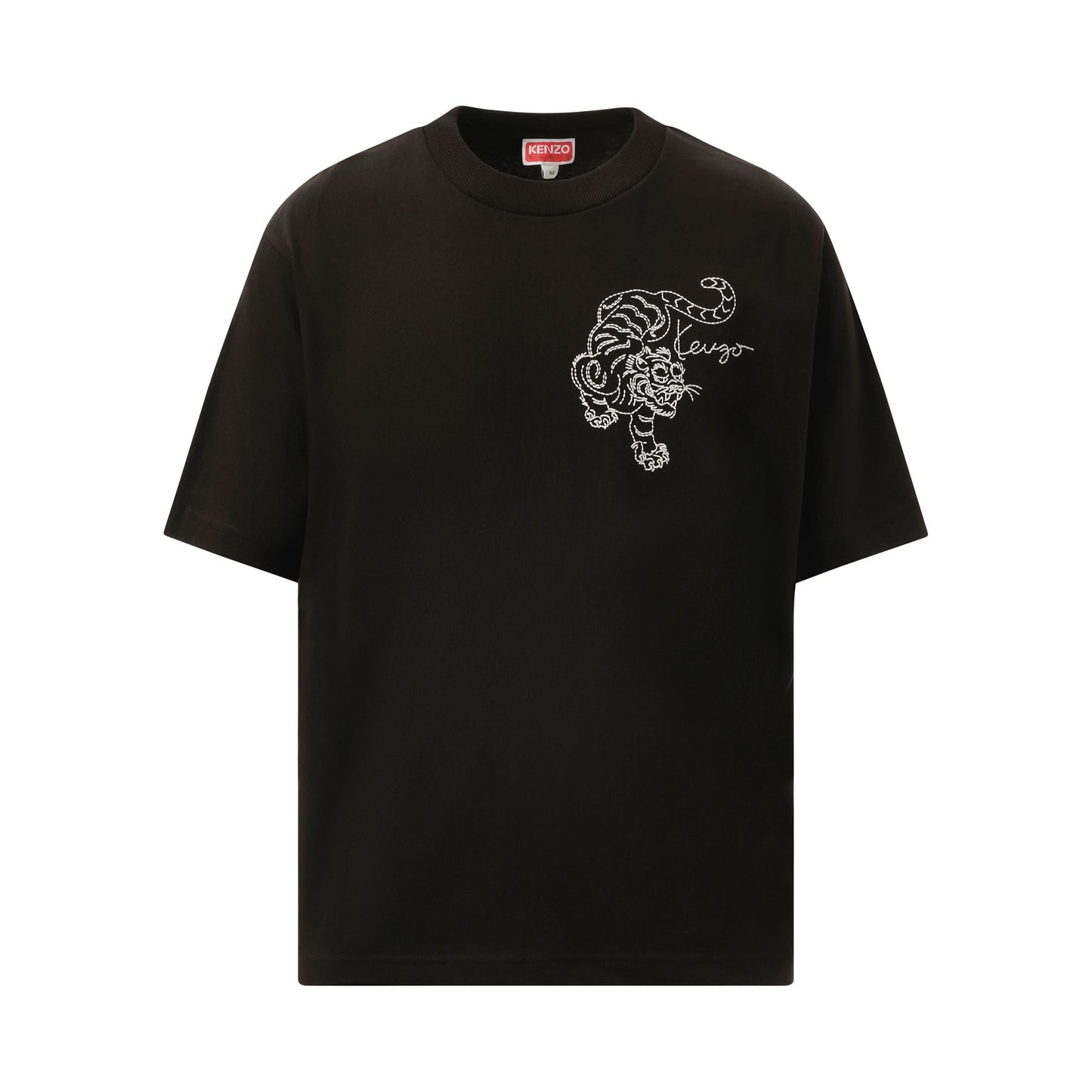 Gots Star Tiger Embroidered Oversize T-Shirt in Black