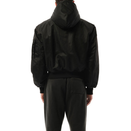 Hooded Broad Bomber Jacket in Oil