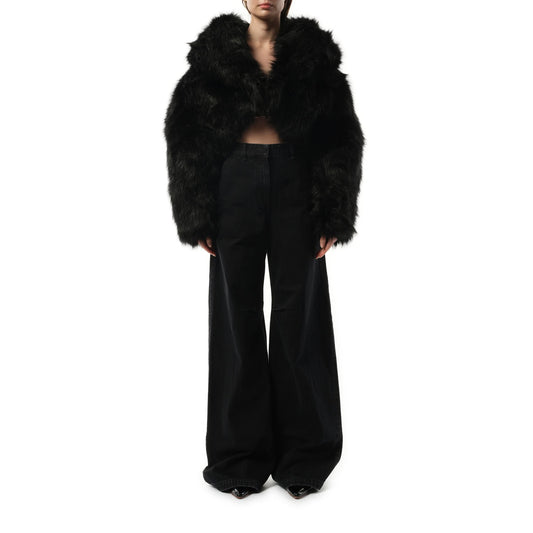 Vicinity Fur Cropped Jacket in Black