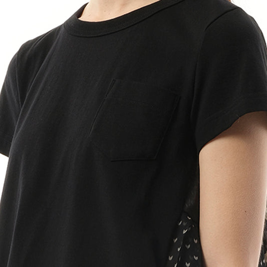 Pattern Knit Print Cotton Jersey T-Shirt in Black/Multicolour