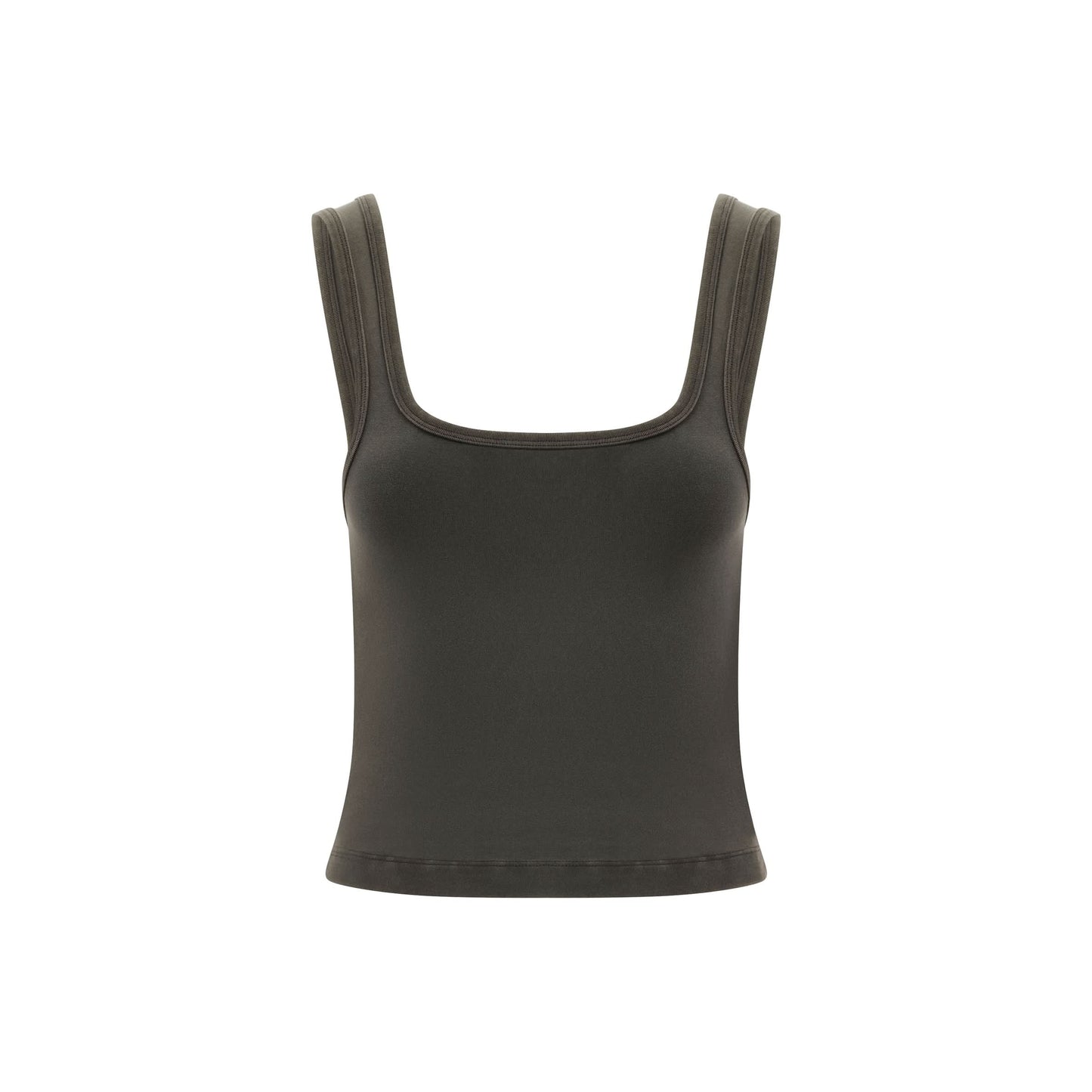 Square Neck Tank Top in Washed Black