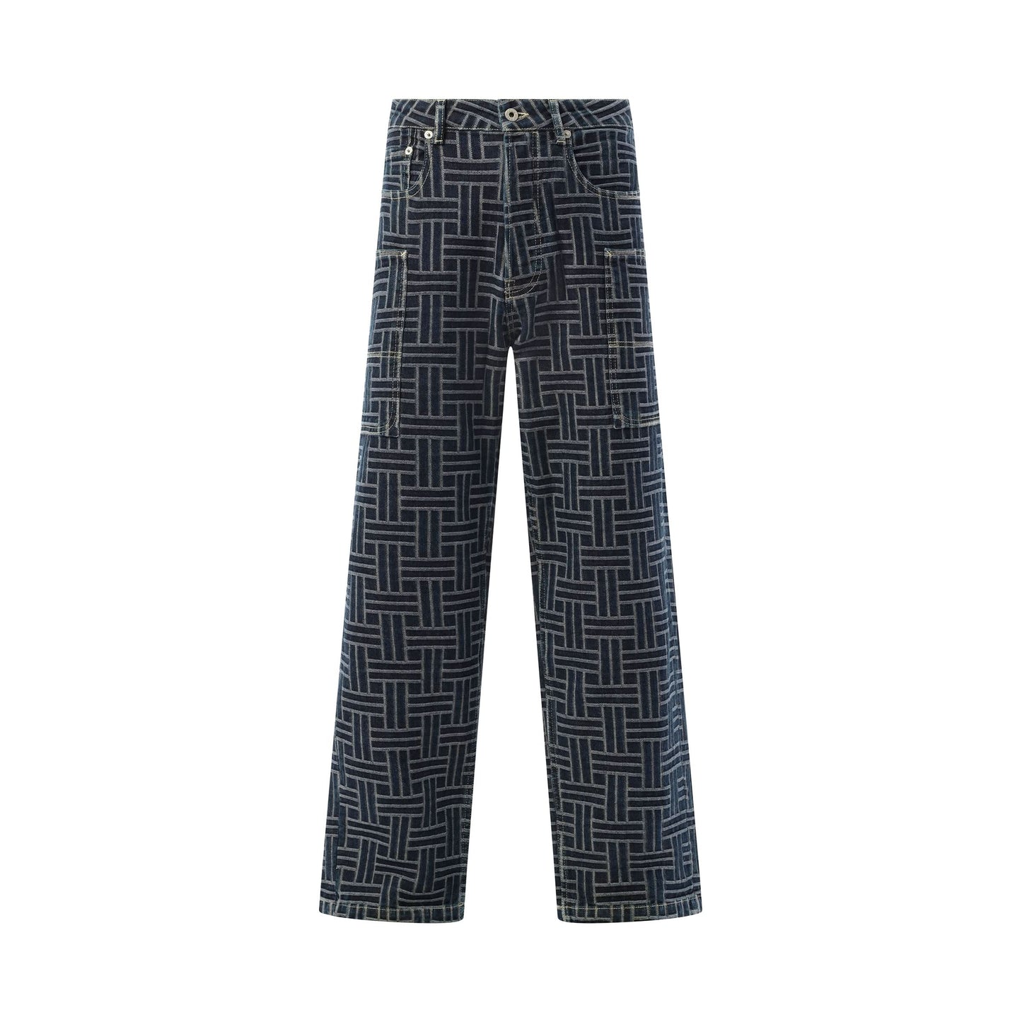 Cargo Weave Denim Pants in Blue