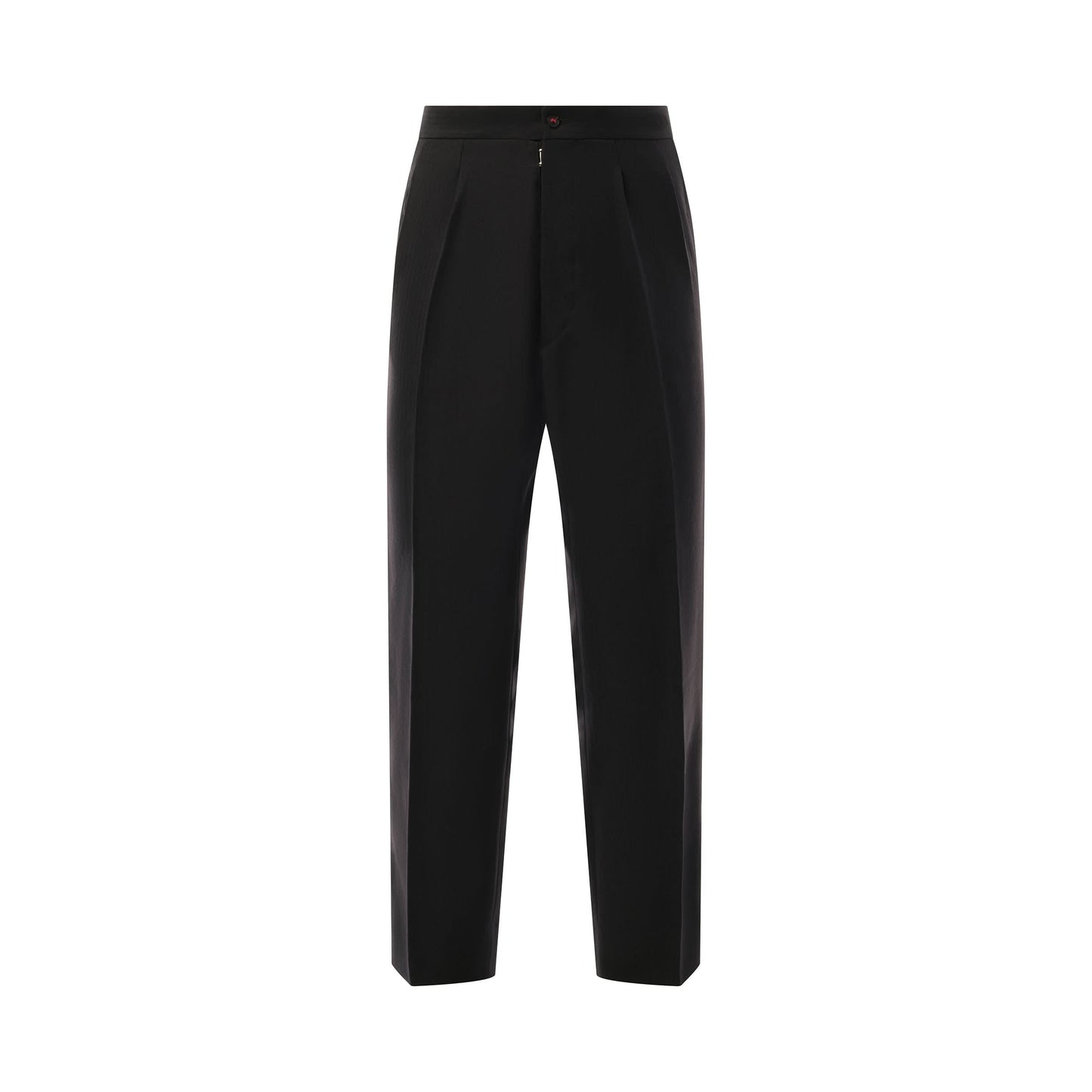 Wool Herringbone Pants in Black