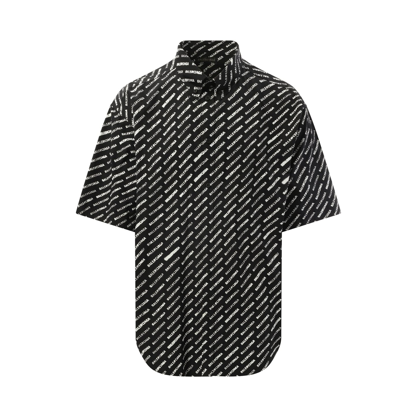 Stencil Allover Short Sleeve Large Shirt in Black/White