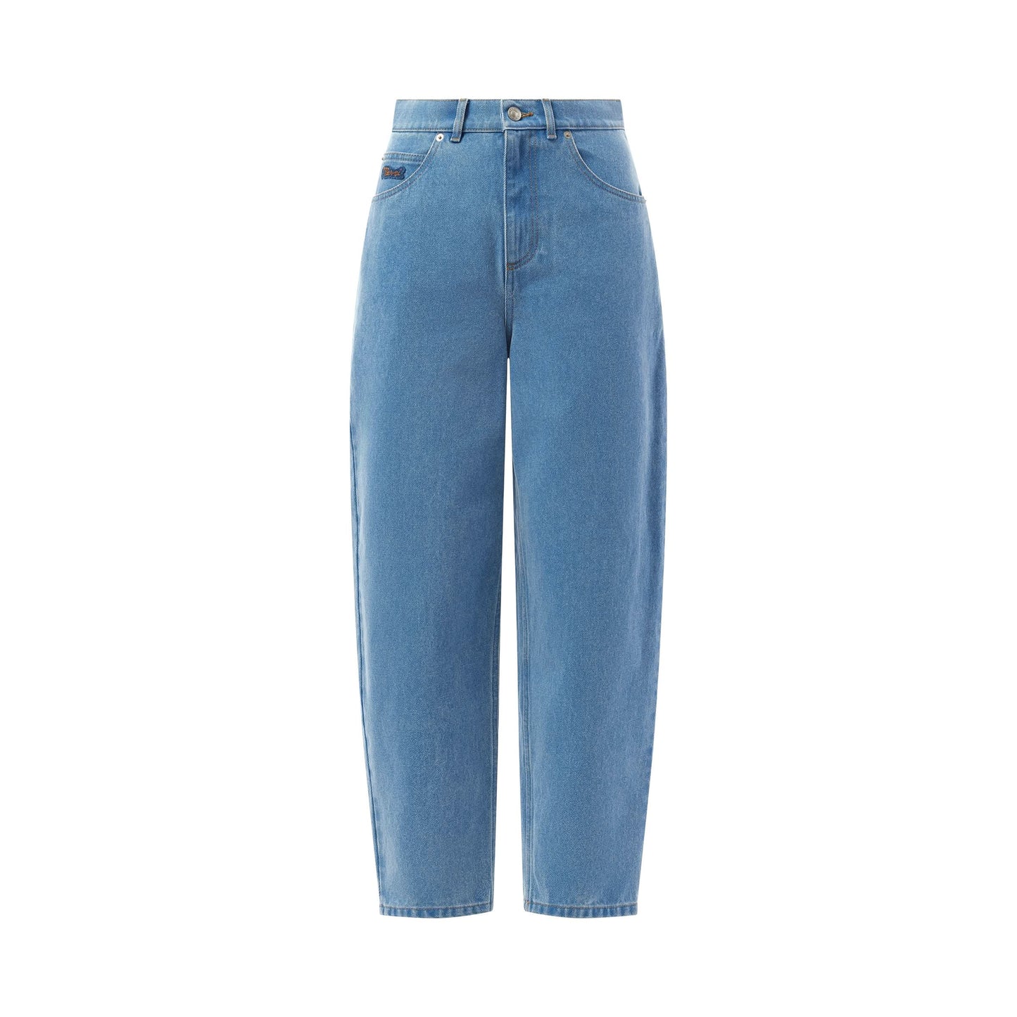 Bleach Coated Cropped Jeans in Cobalt