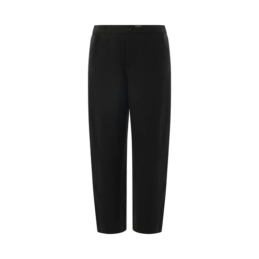 Straight Fit Light Wool Trouser in Black