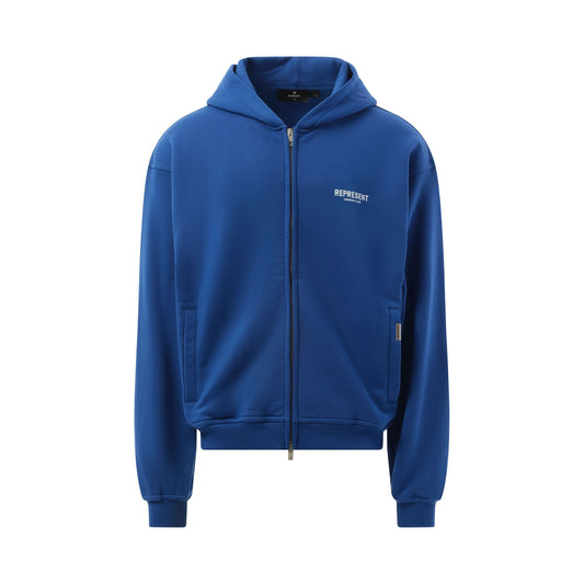 Represent Owners Club Zip Hoodie in Cobalt