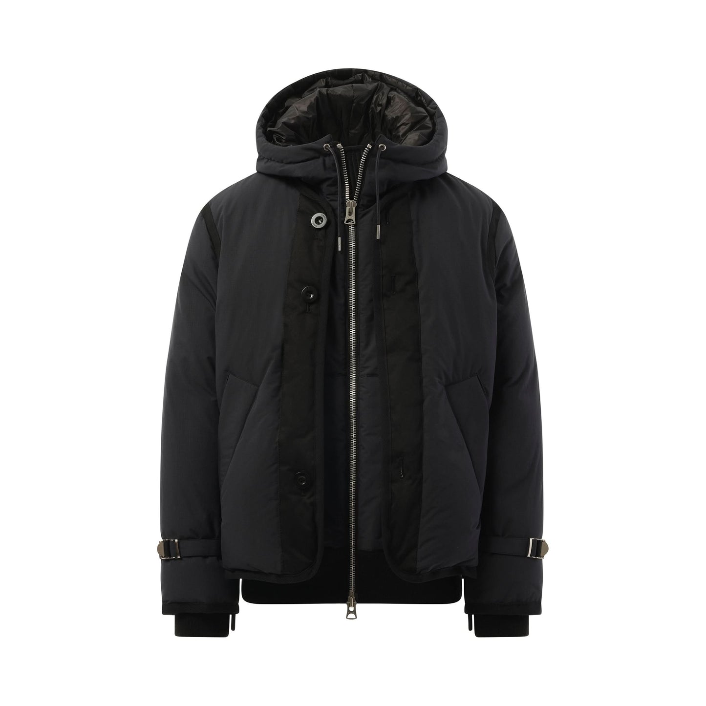 Rip Stop Hooded Blouson in Black