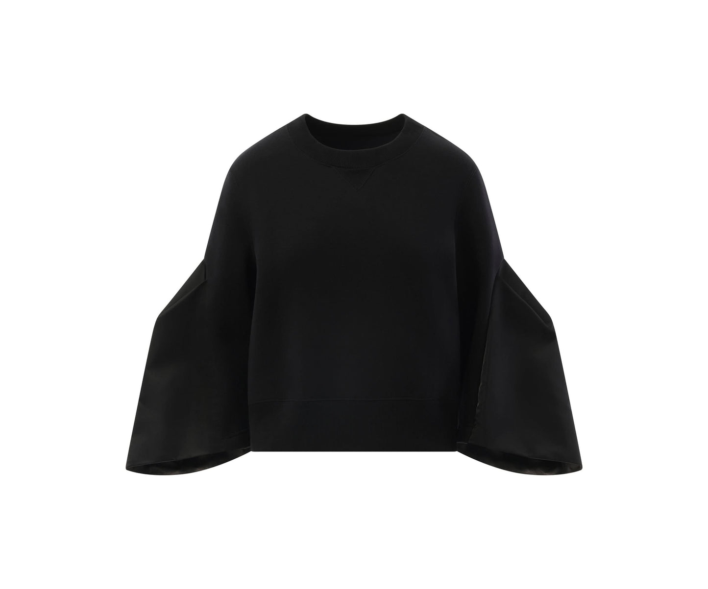 Big Sleeve Nylon Twill x Sponge Sweat Pullover in Black