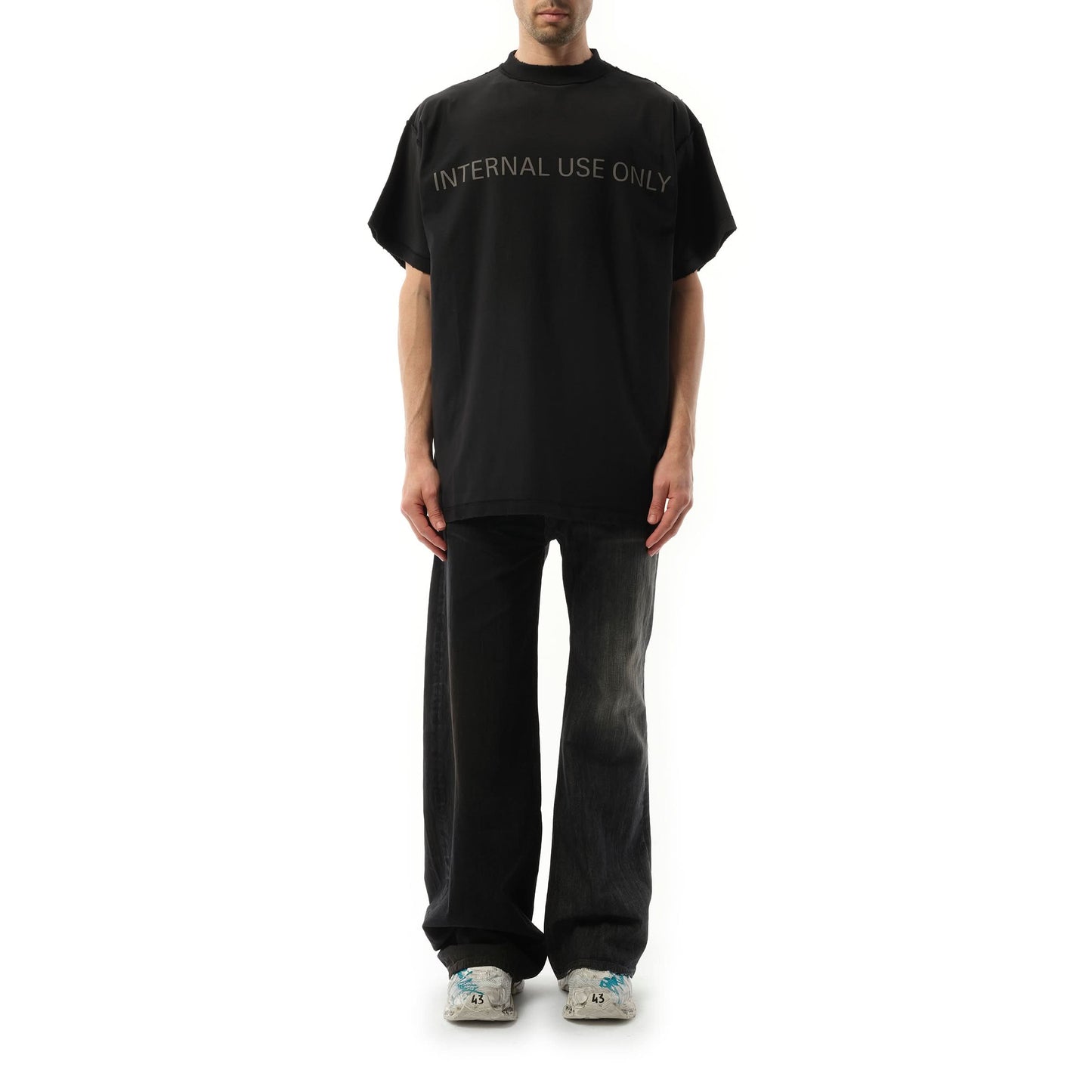 Internal Use Only Inside Out Oversized T-Shirt in Black