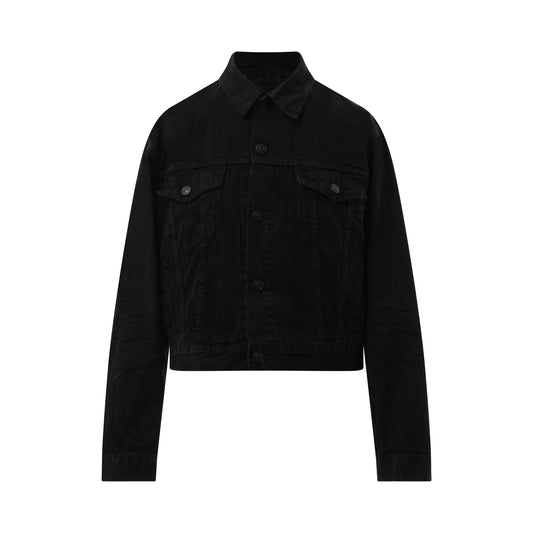 Small Fit Logo Denim Jacket in Black