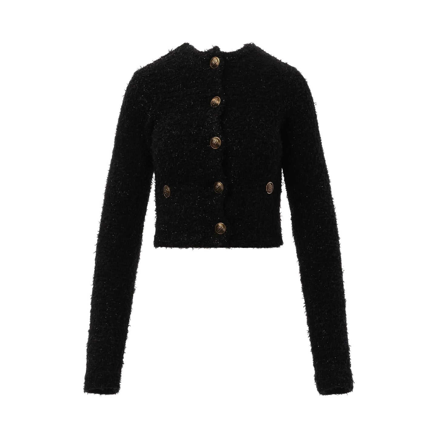 Cropped Tweed Cardigan in Black