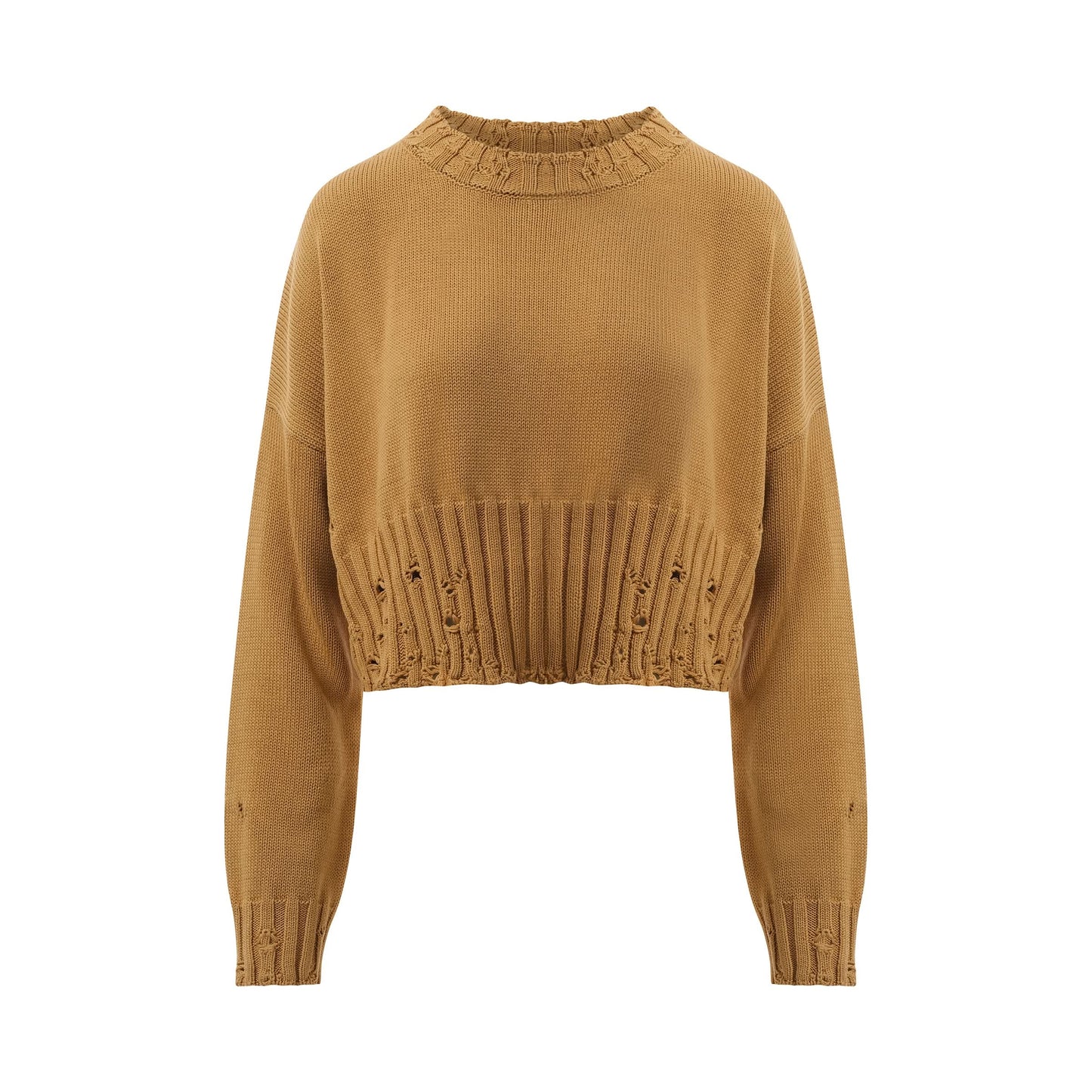 Distressed Cropped Sweater in Nomad