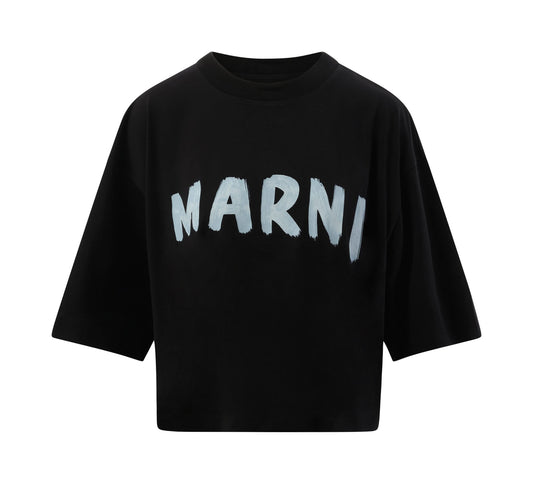 Cropped Logo T-Shirt in Black