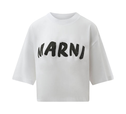 Cropped Logo T-Shirt in Lily White