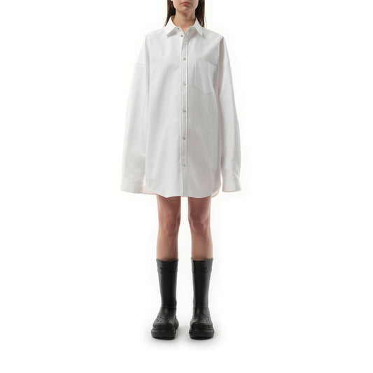 Cotton Poplin Outwear Shirt in White