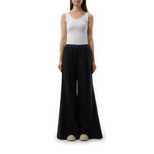 Flared Wool Trousers in Blublack