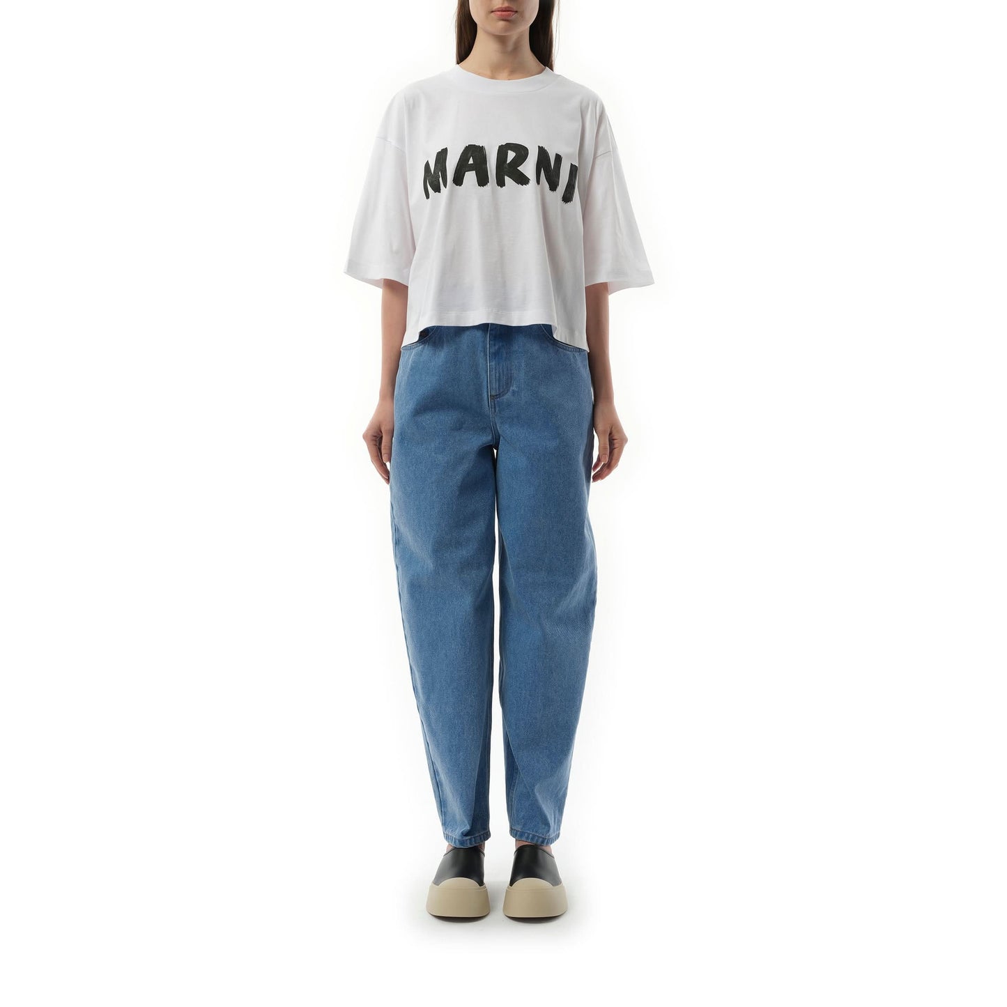 Cropped Logo T-Shirt in Lily White