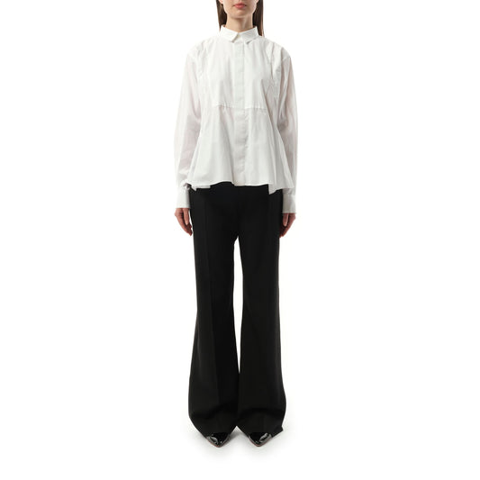 Cotton Poplin Layered Shirt in Off White