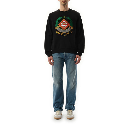 Casa Crest Embroidered Sweatshirt in Black