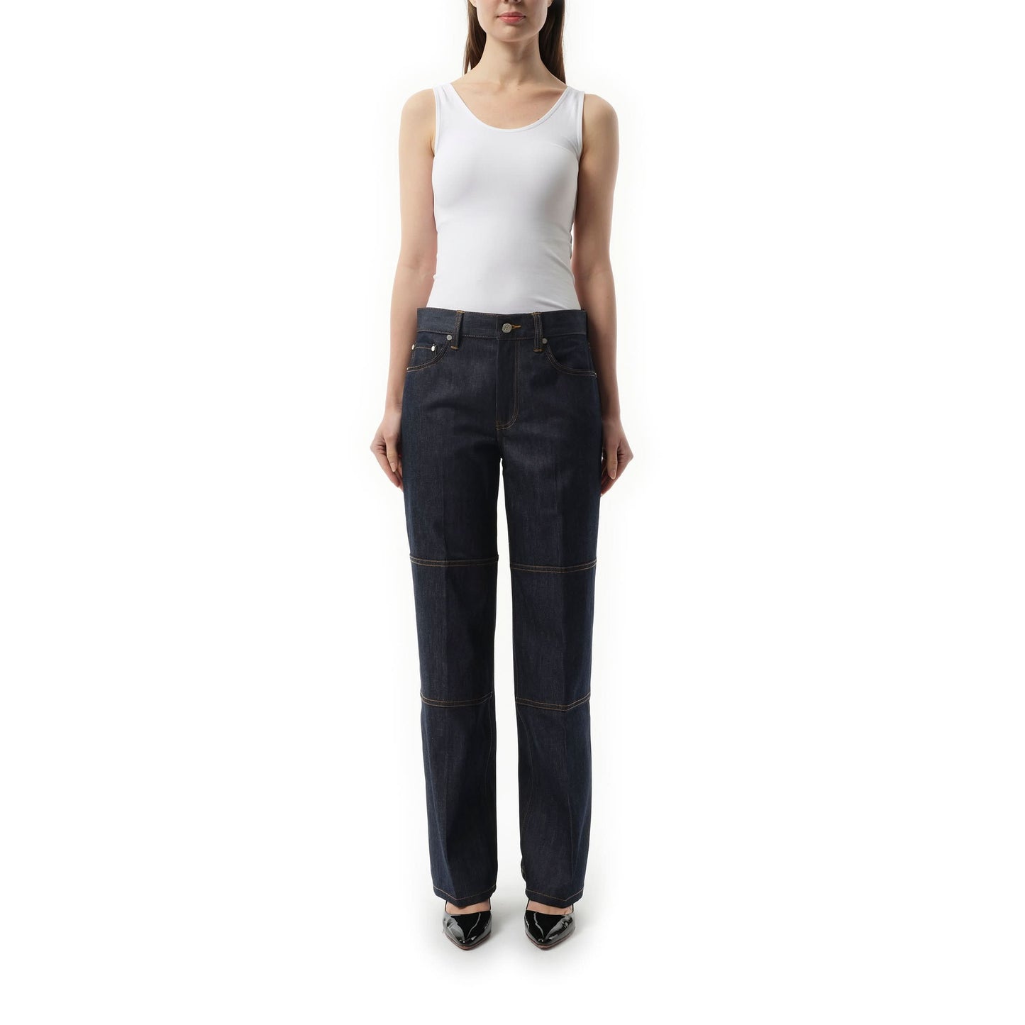 Women Zip Carpenter Jeans in Raw Indigo