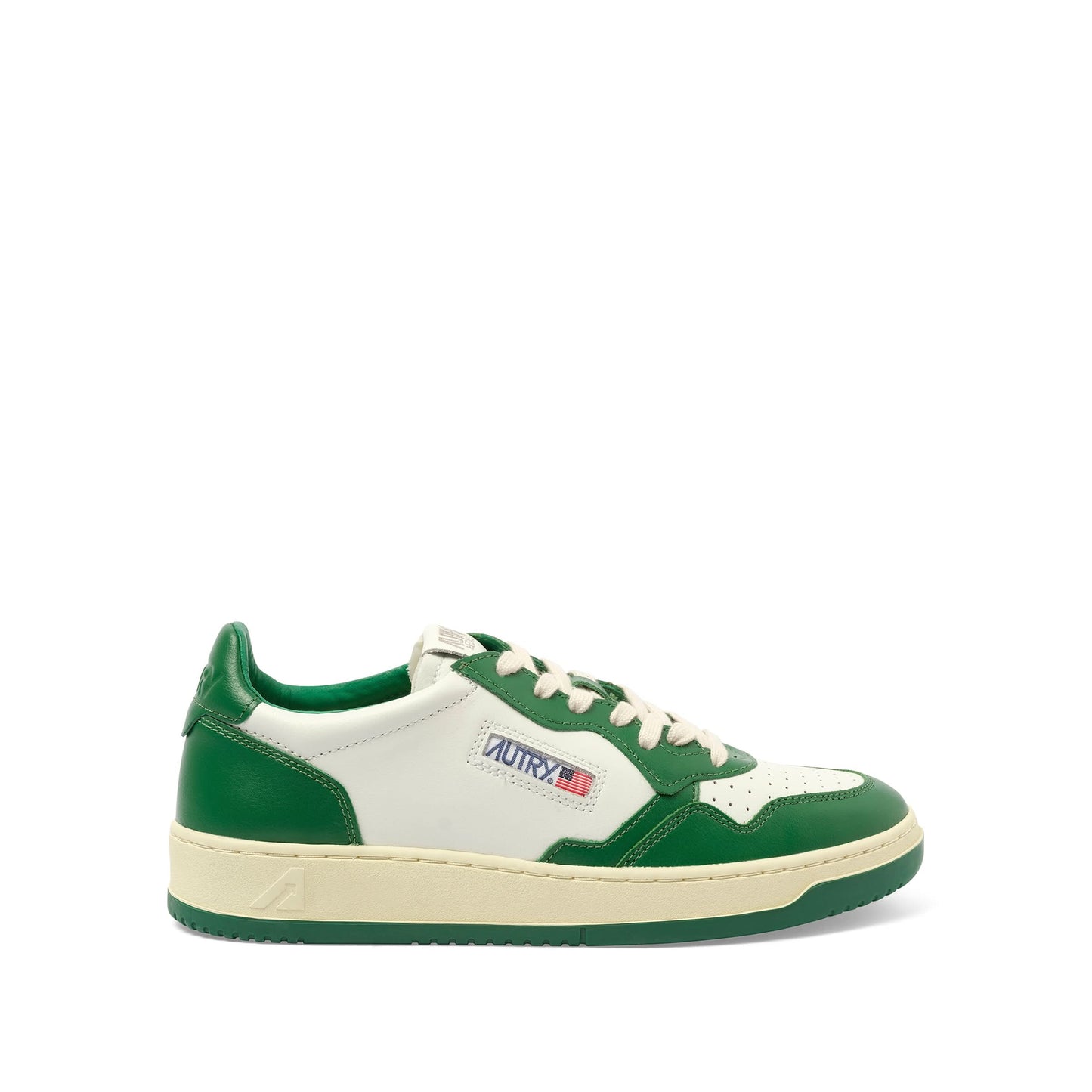 Medalist Low Bicolour Sneakers in White/Green