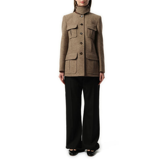 Long Officer Jacket in Somber Brown