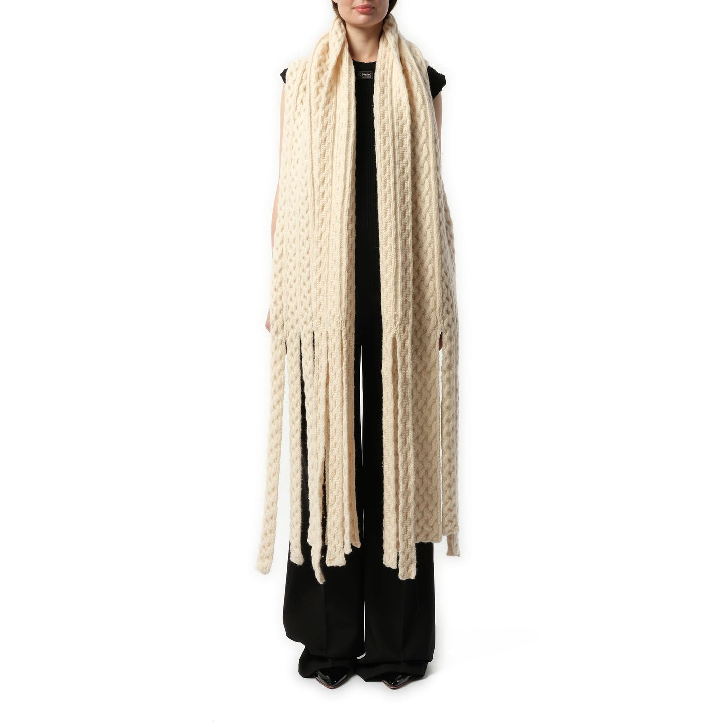 Long Knitted Scarf in Beige