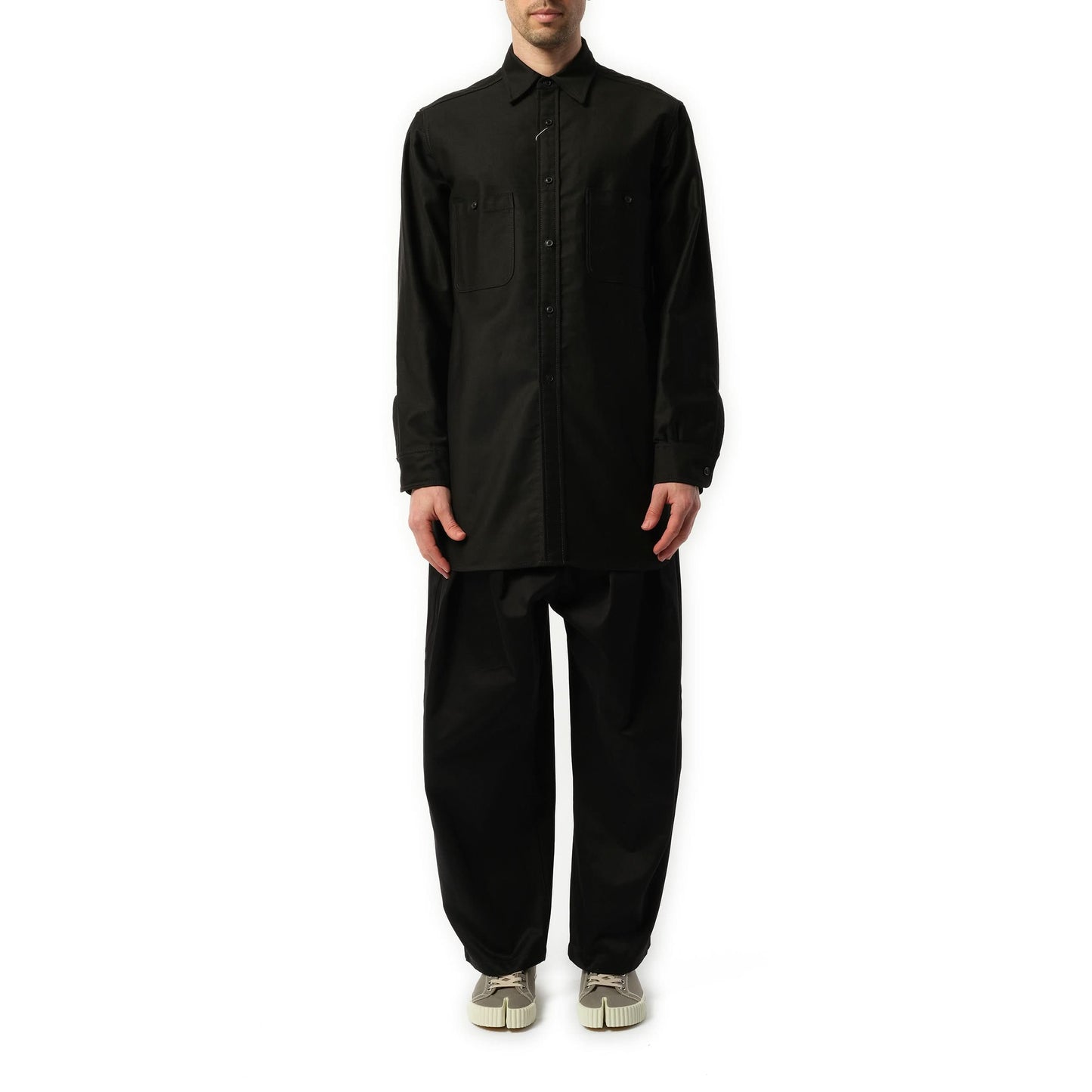 Cotton Satin Shirt in Black