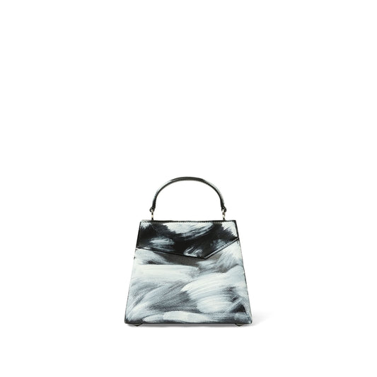 Painted Small Snatched Handbag in Black/White