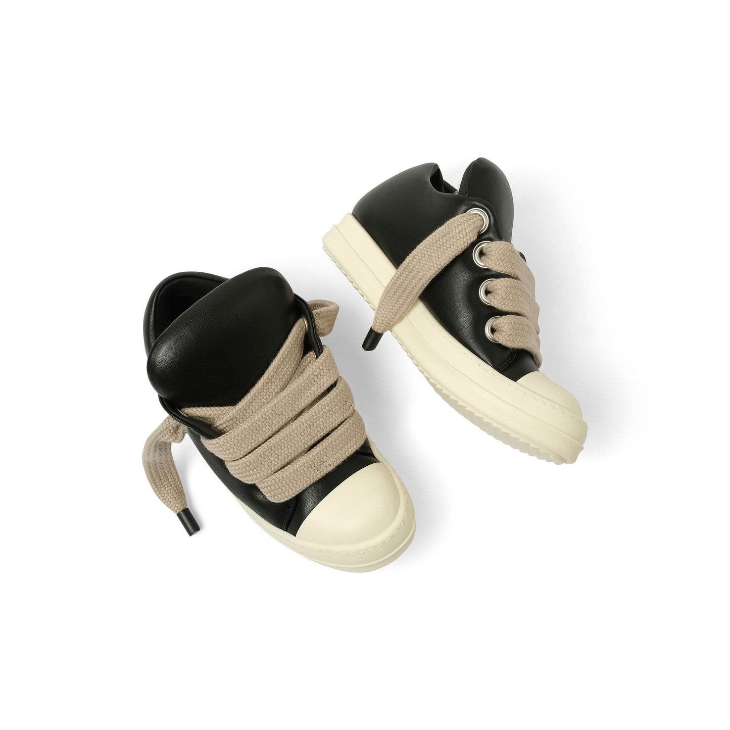 Jumbo Laced Padded Low Sneaks in Black/Milk