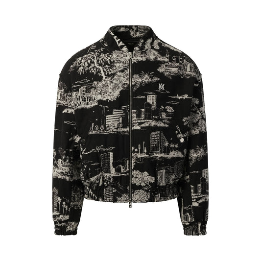 LA Landmark Tapestry Bomber Jacket in Black