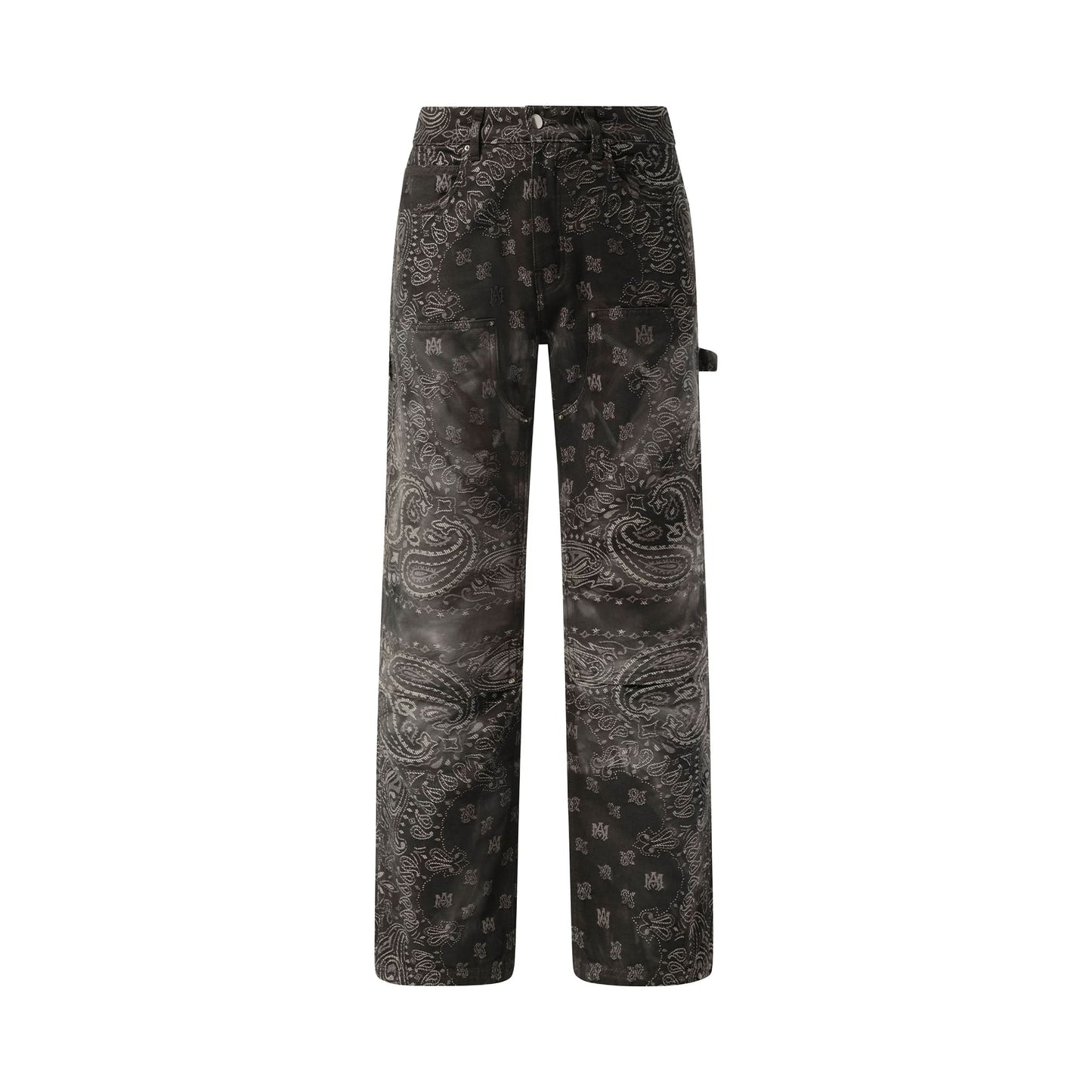 Tie Dye Bandana Carpenter Jeans in Dark Grey