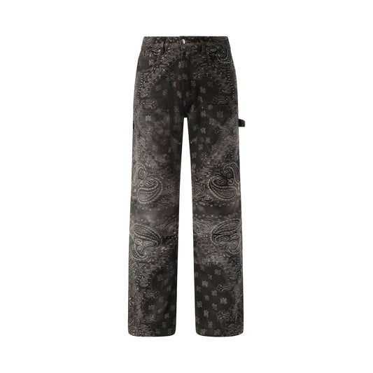 Tie Dye Bandana Carpenter Jeans in Dark Grey