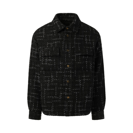 Fleck Tweed Padded Overshirt in Black