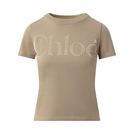 Chloe Logo T-Shirt in Powder Grey