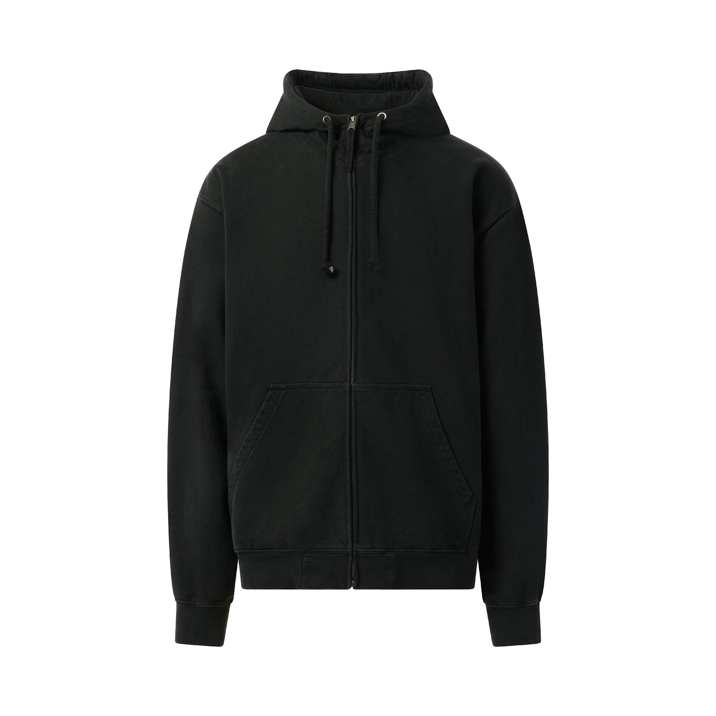 Memory of Logo Zip Up Hoodie in Washed Black