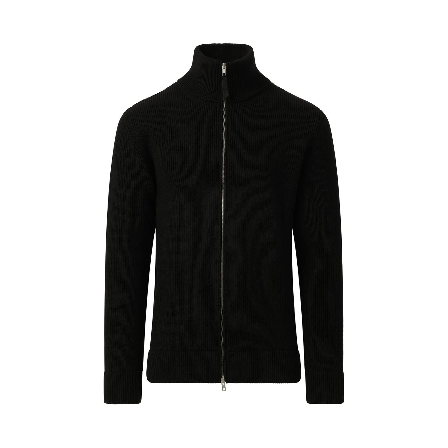 English Rib Zip Cardigan in Black