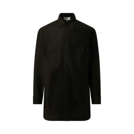 Cotton Satin Shirt in Black