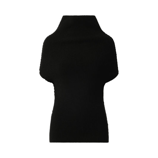 Sleeveless Crater Knit Sweater in Black